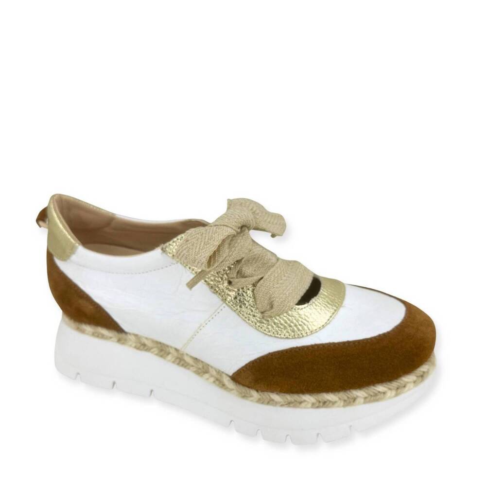 NEW JOSE SAENZ women's carlota jute sneaker in white chestnut